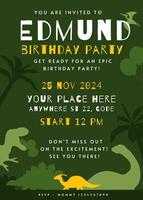 Dinosaurs Themed Cut out Birthday Party Invitation Design template