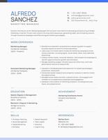 Blue White Minimalist Marketing Manager Resume template