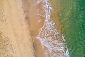 top view with drone of a beach at dawn photo