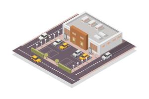 Isometric supermarket building on white background vector