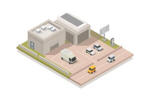 Tire service building isometric on white background vector