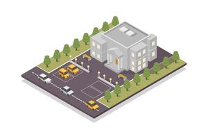 Isometric museum building on white background vector