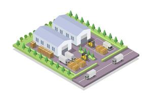 Factory building isometric on white background vector