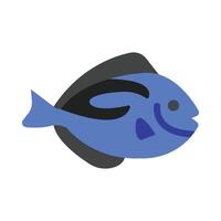 Blue Tang Fish Flat Icon Design vector