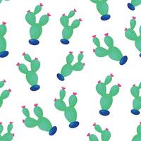 mano dibujado decorativo sin costura modelo con cactus en maceta. vector