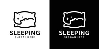 almohada logo diseño modelo con el cabeza de el persona es dormido y con un resumen línea modelo gráfico diseño . símbolo, icono, creativo. vector