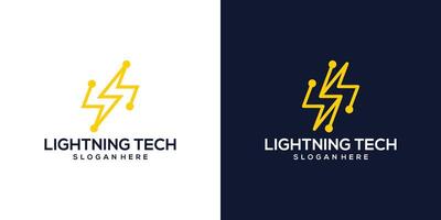 Lightning logo design template with technology models style design graphic illustration. Symbol, icon, creative. vector