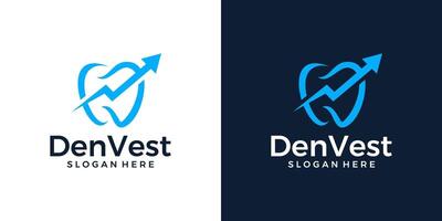 Dental logo design template with financial investment analytics and marketing logo design graphic . Symbol, icon, creative. vector