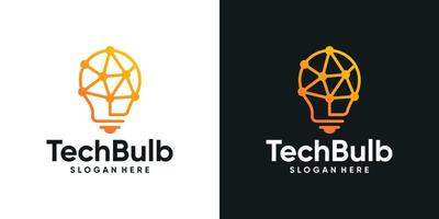 inteligente tecnología logo diseño modelo. ligero bulbo logo con resumen punto, molécula y red Internet sistema diseño gráfico . símbolo, icono, creativo. vector