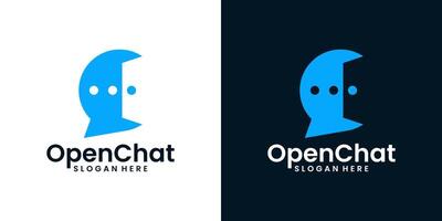 Chat bubble logo design template with open door graphic design . icon, symbol, creative. vector