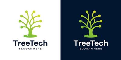 Abstract tree logo design template with technology model graphic design illustration. icon, symbol, creative. vector