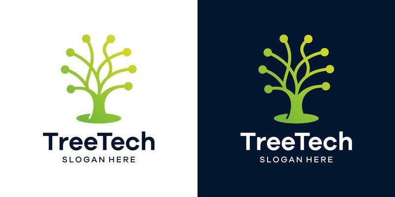 Abstract tree logo design template with technology model graphic design illustration. icon, symbol, creative.