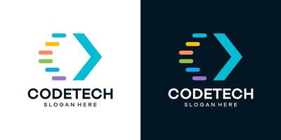 Code logo design template with Technology data logo design graphic illustration. Symbol, icon, creative. vector
