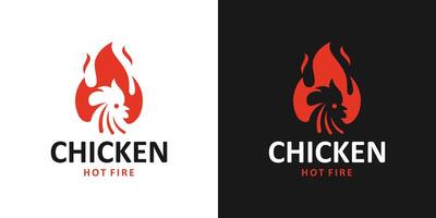 Fire chicken logo design template. Hen flame hot design graphic illustration. Symbol food restaurant, icon, creative. vector