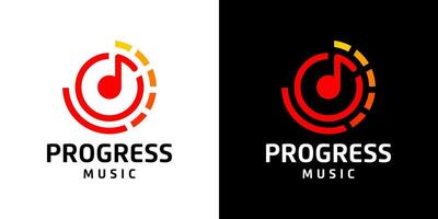 circulo Progreso logo diseño modelo con Nota música logo diseño gráfico . símbolo, icono, creativo. vector