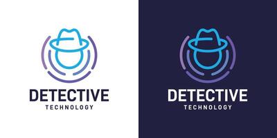 Detective logo design template. Detective hat with security data technology graphic design . Symbol, icon, creative. vector