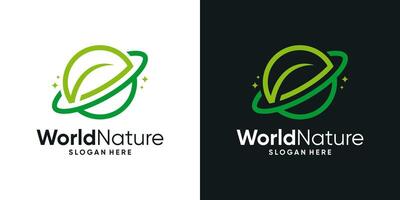 World logo design template with leaf logo design graphic . Symbol, icon, creative. vector