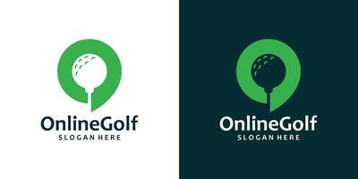 Online golf logo design template. Golf ball with chat bubble design graphic illustration. Symbol, icon, creative. vector