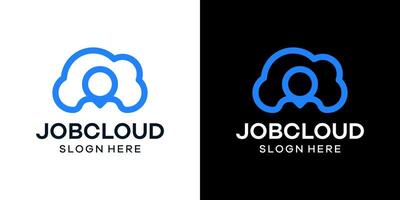 Cloud job logo design template. Cloud logo with people logo design graphic illustration. Symbol, icon, creative. vector