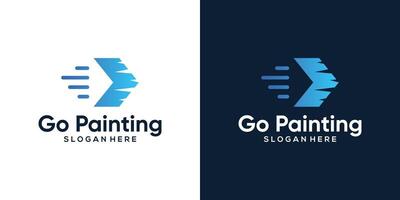 Go paint logo design template. Speed line with paint brush design graphic illustration. Symbol, icon, creative. vector