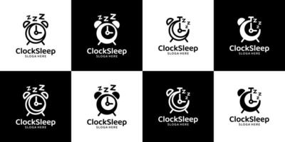 Collection of sleep time logo design template. alarm clock with moon design graphic illustration. Symbol, icon, creative. vector