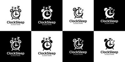 Collection of sleep time logo design template. alarm clock with moon design graphic illustration. Symbol, icon, creative. vector