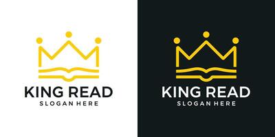 Crown logo design template with a line style book logo graphic design . Symbol, icon, creative. vector