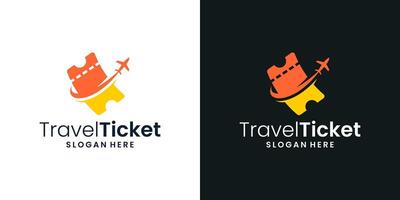 Travel ticket logo design template. airplane logo with ticket graphic design . Symbol, icon, creative. vector