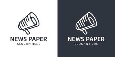 Megaphone logo design template with news paper documents and with abstract line model graphic design . Symbol, icon, creative. vector