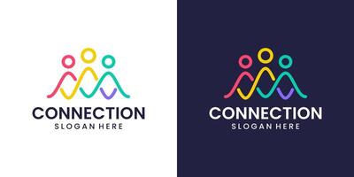 Team work logo design template. People family together human unity with with with a colorful connection line model graphic design . Symbol, icon, creative. vector