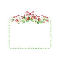 Watercolor strawberries frame, red berries vector