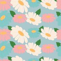 Cute daisies seamless pattern. Spring pattern on a pastel background. Minimalistic style. Wallpaper with flowers, textiles, wrapping paper. vector