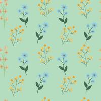 Cute flowers and berries seamless pattern. Spring pattern. Minimalistic style. Wallpaper with flowers, textiles, wrapping paper. vector