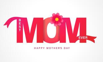 Happy Mother's Day greeting card design with 3D graphic elements vector