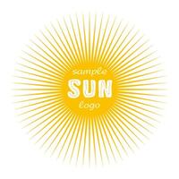 Sun shape with beams. Design element. Logotype concept. Creative round icon. Star template. Background concept. Decorative shiny ball. Abstract symbol. Decoration idea. Cute circle. Isolated graphic. vector