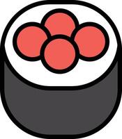 A sushi roll with a black background in the concept of Asian food vector