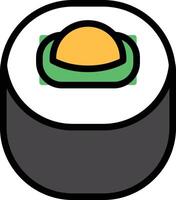 A sushi roll with a black background in the concept of Asian food vector