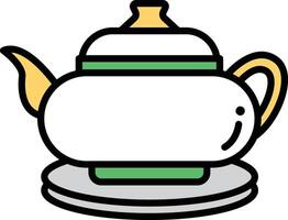 a teapot and saucer in Asian food concept vector