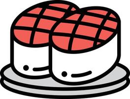 A sushi roll with a black background in the concept of Asian food vector