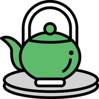 a teapot and saucer in Asian food concept vector