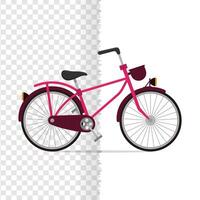 linda mano dibujado rosado niña bicicleta o bicicleta que lleva cesta aislado en antecedentes vector
