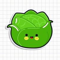 Cute funny Cabbage sticker. hand drawn cartoon kawaii character illustration icon. Isolated on background. Cabbage card character concept vector