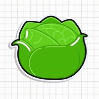 Cute funny Cabbage sticker. hand drawn cartoon kawaii character illustration icon. Isolated on background. Cabbage card character concept vector