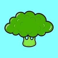 Broccoli character. hand drawn cartoon kawaii character illustration icon. Isolated on blue background. Broccoli character concept vector