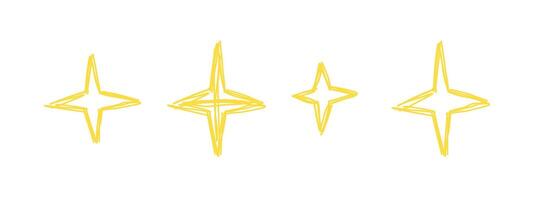 Set of doodle stars drawn by hand. Cosmic, space. simple illustration. vector