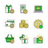 Gift Point Rewards Line Icon Set for Commerce Loyalty Program with Simple Editable Stroke vector