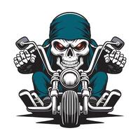 skull riding a motorbike vector