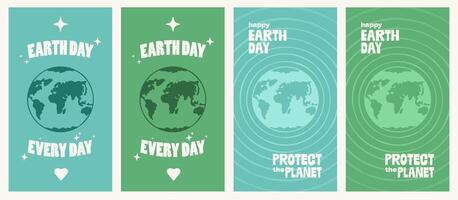 Set of Earth Day Vertical Posters, Illustration Set, Concepts with Globe and Copy Space for graphic and web design, presentation, marketing and outdoor prints. vector