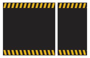 Yellow Warning Lines with Copy Space on Black Background Posters Set for Safety, Construction, Attention Concepts. Square and Vertical Design Templates for Web, Print and Social Media vector