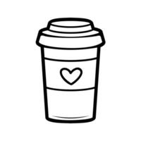 Hand drawn doodle of disposable paper cup with coffee or tea. illustration. Cartoon sketch. Decoration for menus, signboards, showcases, greeting cards, posters, wallpapers vector